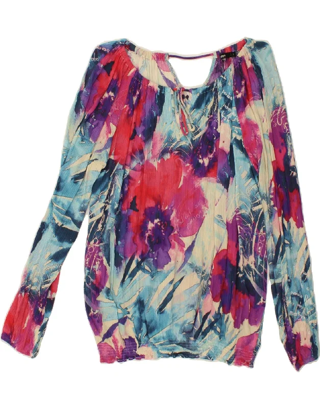 DESIGUAL Womens Long Sleeve Blouse Top UK 16 Large Multicoloured Floral Casual Relaxed Fit Blouse DESIGUAL Womens Long Sleeve Blouse Top UK 16 Large Multicoloured Floral Casual Relaxed Fit Blouse