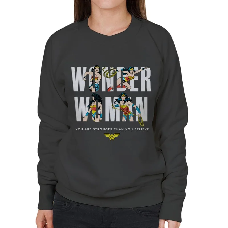 Wonder Woman You Are Stronger Than You Believe Women's Sweatshirt Hoodie with Cuffed Sleeves Snug Secure