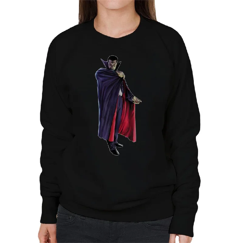 Dracula Cape Pose Women's Sweatshirt Hoodie with Full-Zip Functional Layering