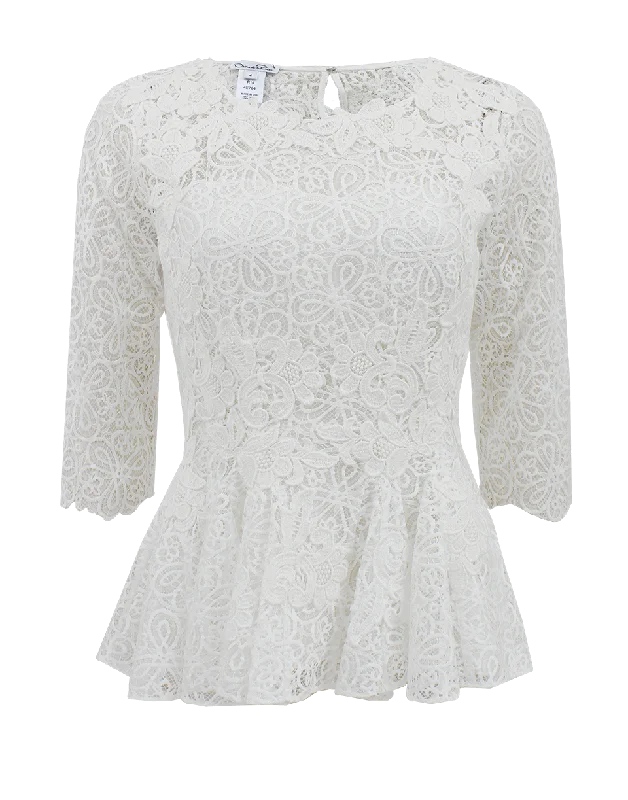 Jewelneck Lace Blouse Double-Layered Blouse