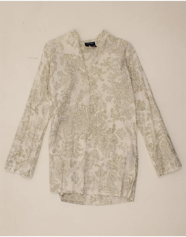 RALPH LAUREN Womens Long Sleeve Blouse Top US 10 Large White Paisley Linen Slim Fit Blouse RALPH LAUREN Womens Long Sleeve Blouse Top US 10 Large White Paisley Linen Slim Fit Blouse