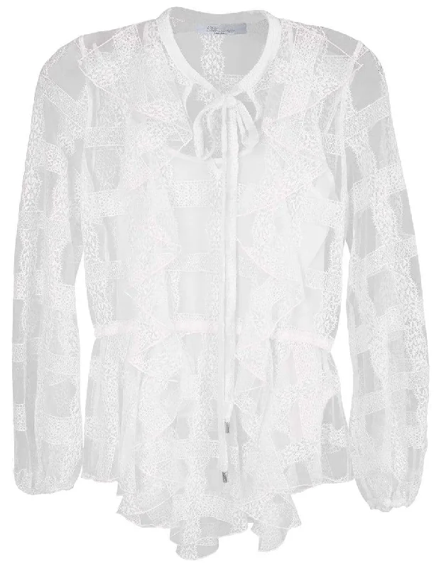 Ruffle Lace Blouse Smart Business Blouse