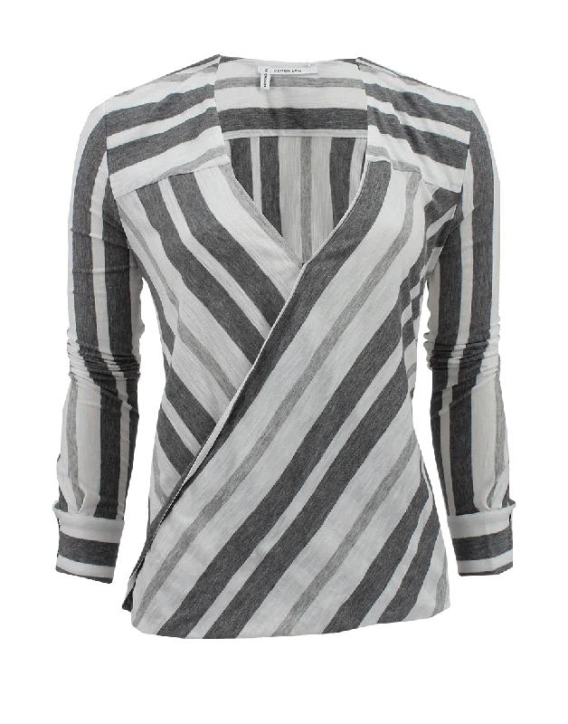 Long Sleeve Wrap Tail Back Blouse Peter Pan Blouse