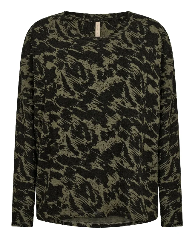Biara AOP 121 Blouse - Olive Melange Lightweight Tunic Blouse