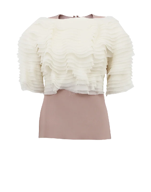 Ruffle Front Blouse Polished Work Blouse