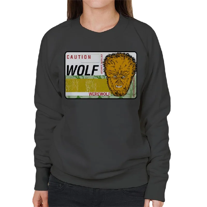 The Wolf Man Caution Extreme Danger Women's Sweatshirt Hoodie with High-Low Hem Asymmetrical Trendy