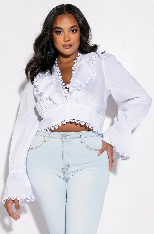 PLUS KIERA LACE UP BACK CROPPED BLOUSE Backless Summer Blouse