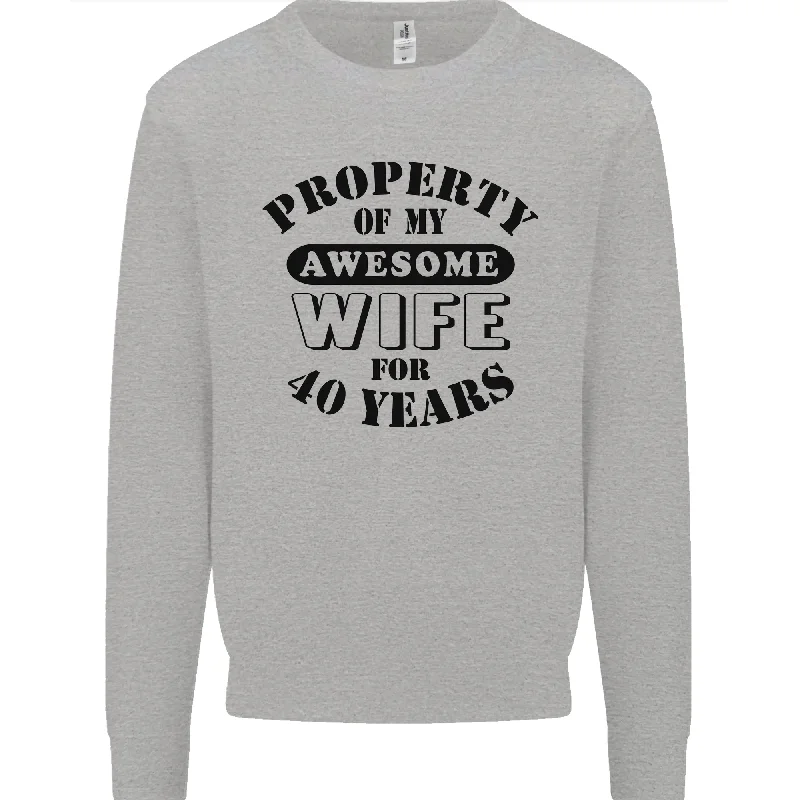 40th Wedding Anniversary 40 Year Funny Wife Mens Sweatshirt Jumper Hoodie with Lace Feminine Delicate