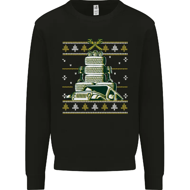 4X4 Off-Roading Christmas Tree Funny Xmas Mens Sweatshirt Jumper Hoodie with Snap Buttons Easy Quick 4X4 Off-Roading Christmas Tree Funny Xmas Mens Sweatshirt Jumper Hoodie with Snap Buttons Easy Quick