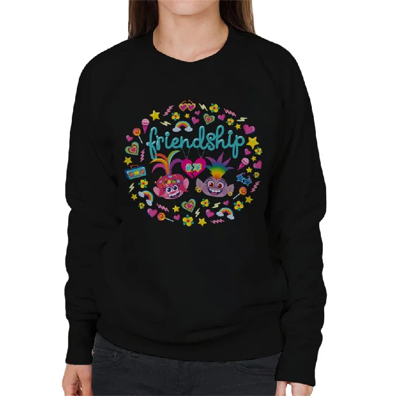 Trolls Poppy And Queen Barb Friendship Women's Sweatshirt Hoodie with Emblem Brand Identity Trolls Poppy And Queen Barb Friendship Women's Sweatshirt Hoodie with Emblem Brand Identity