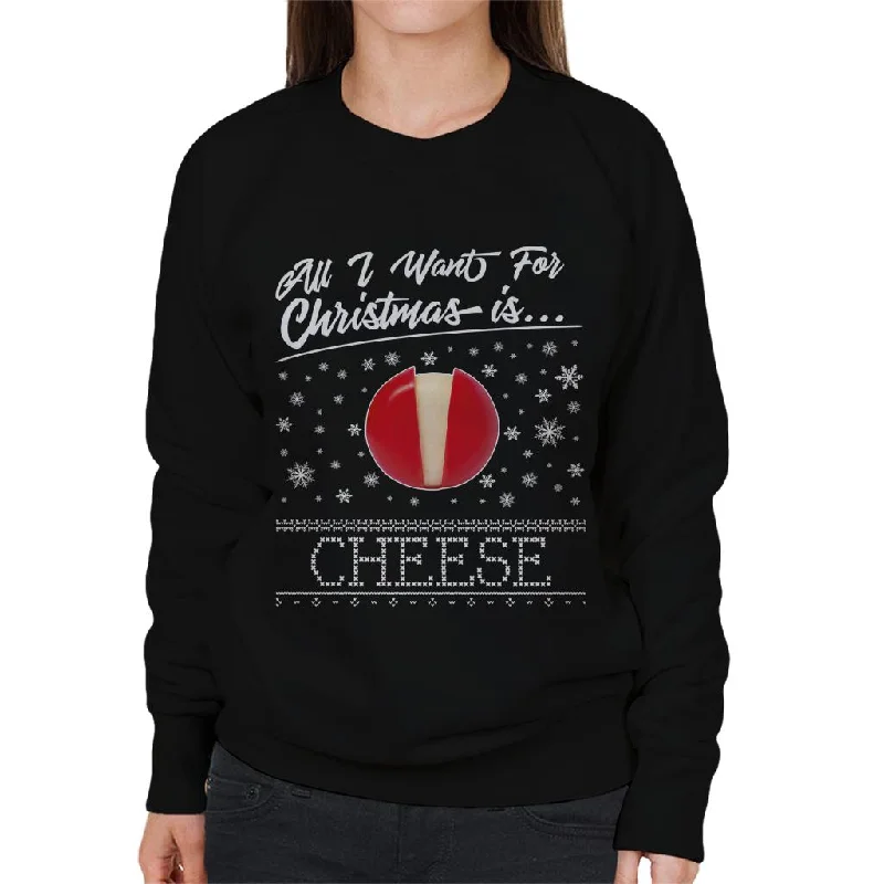 Baby Bel Christmas All I Want For Christmas Is Cheese Women's Sweatshirt Hoodie with Hem Detail Decorative Unique