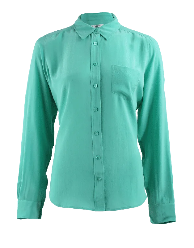 Long Sleeve Blouse with Front Pockets Sleeveless Chiffon Blouse