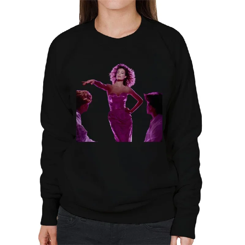 Weird Science Lisa Wearing Pink Dress Women's Sweatshirt Hoodie with Monochrome Minimalist Simple