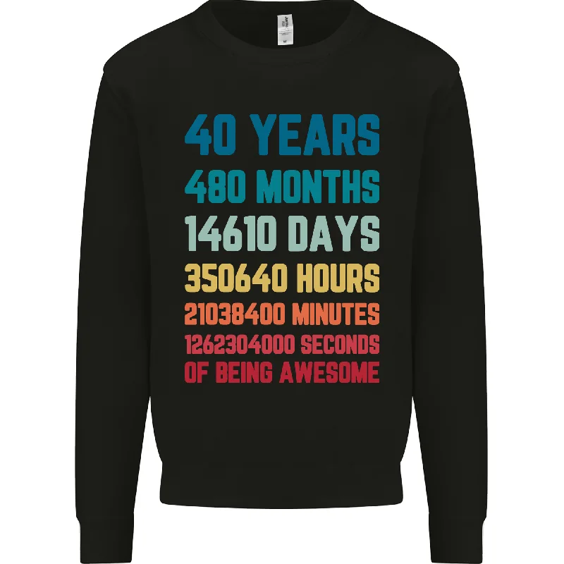 40th Birthday 40 Year Old Men's Sweatshirt Jumper - Stylish Gift for The Fortieth Celebration Hoodie with Hem Drawcord Adjustable Customizable
