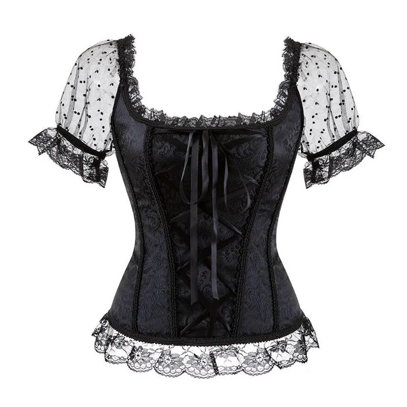Wjczt Woman Vintage Gothic Victorian Blouse 2020 Lolita Elastic Black White Top Steampunk 6XL Plus Size Women Clothing Summer Shirt Double Button Blouse Wjczt Woman Vintage Gothic Victorian Blouse 2020 Lolita Elastic Black White Top Steampunk 6XL Plus Size Women Clothing Summer Shirt Double Button Blouse