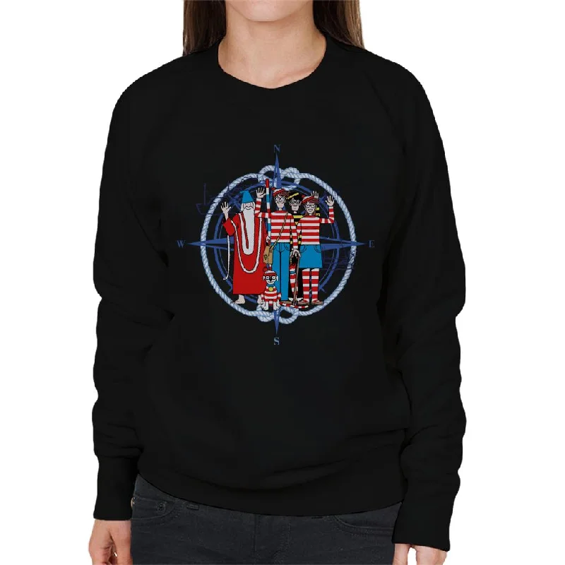 Where's Wally Compass Characters Waving Women's Sweatshirt Hoodie with Oversized Fit Loose Comfortable