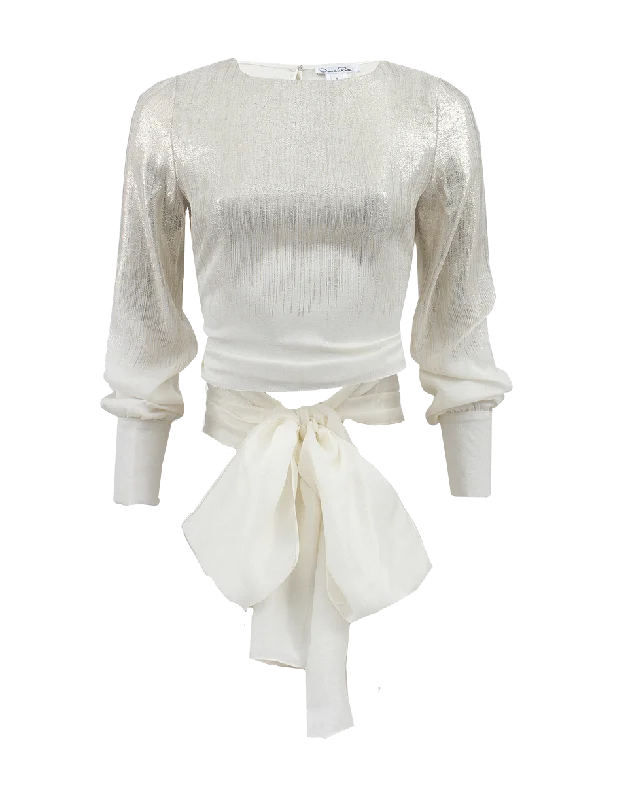 Long Sleeve Wrap Around Blouse Soft Pastel Blouse