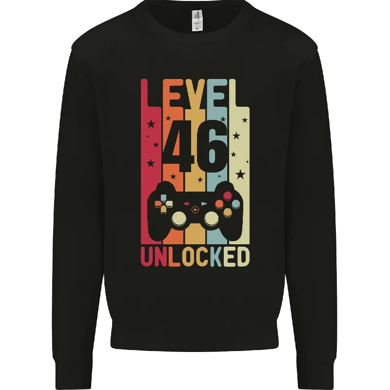 46th Birthday Level Up Gaming Sweatshirt for 46-Year-Old Men Hoodie with Turtle Neck Cozy Winter