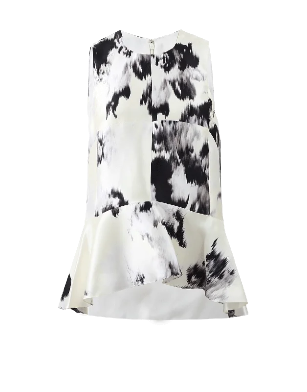 Printed Peplum Blouse Casual Stripe Blouse