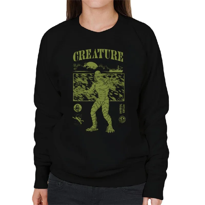 The Creature From The Black Lagoon Sunset Boat Women's Sweatshirt Hoodie with Strings Custom Fit Adjustable