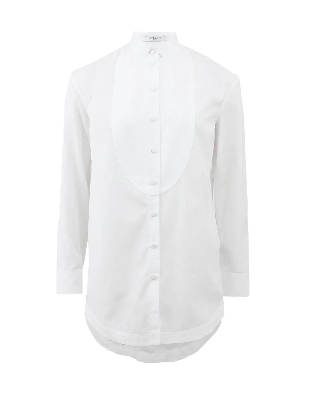 Bibbed Poplin Blouse Collared Satin Blouse