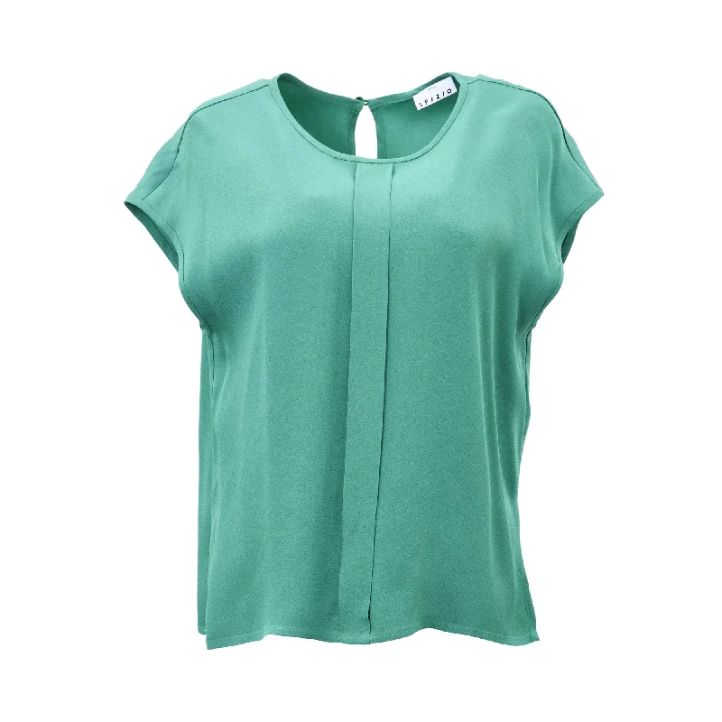 Sfizio Women's Satin Aquarama Blouse Feminine Ruffle Blouse