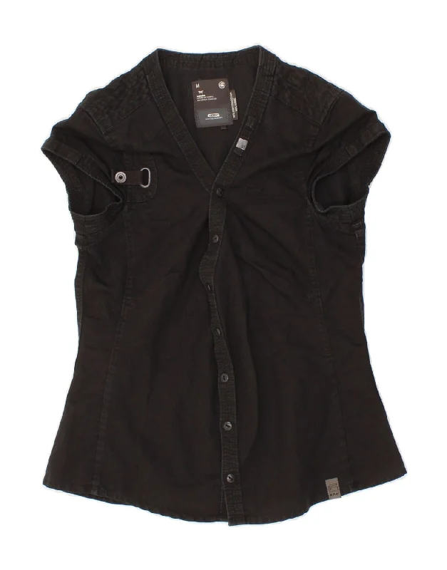 G-STAR Womens Short Sleeve Shirt Blouse UK 12 Medium Black Cotton Elegant Office Blouse G-STAR Womens Short Sleeve Shirt Blouse UK 12 Medium Black Cotton Elegant Office Blouse