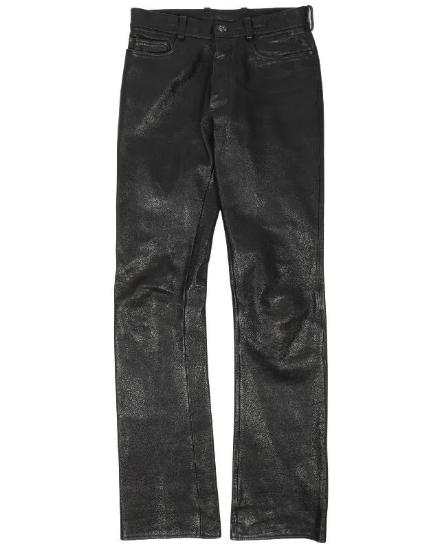 Vintage Lamb Leather Pants Formal Linen Trousers