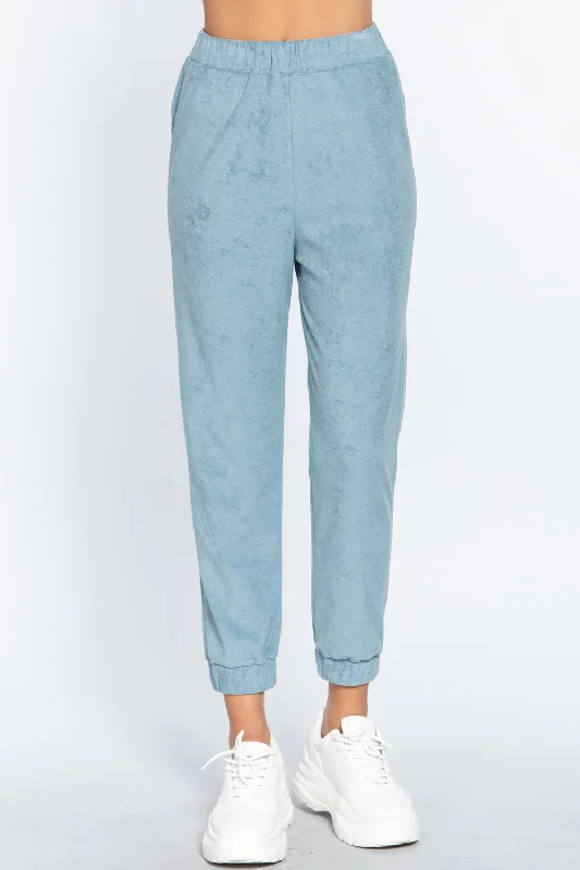 Terry Towelling Long Jogger Pants Stylish Casual Pants