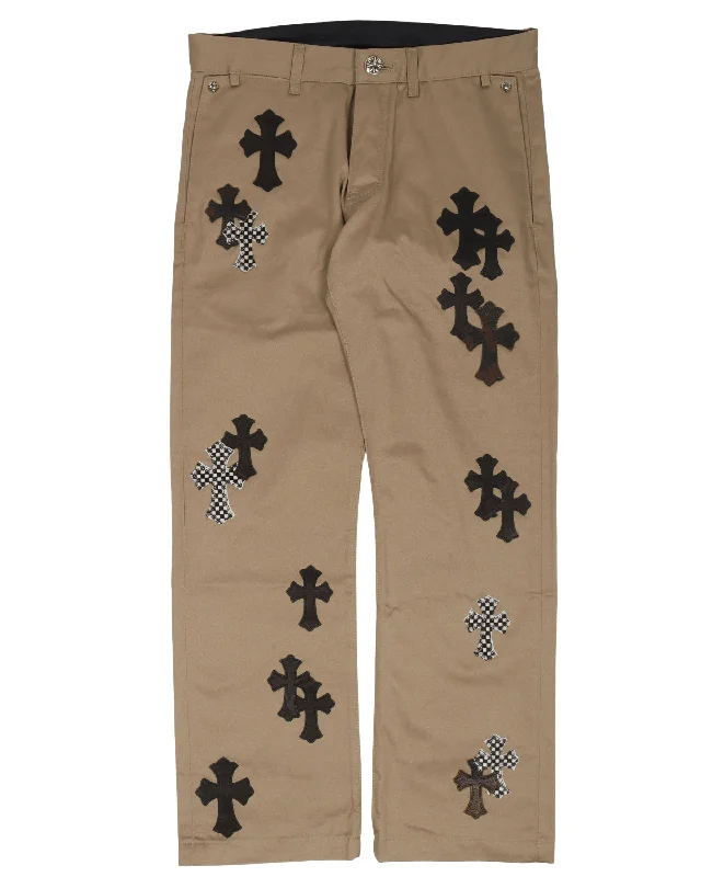 Cross Patch Chino Pants Chic Black Leggings