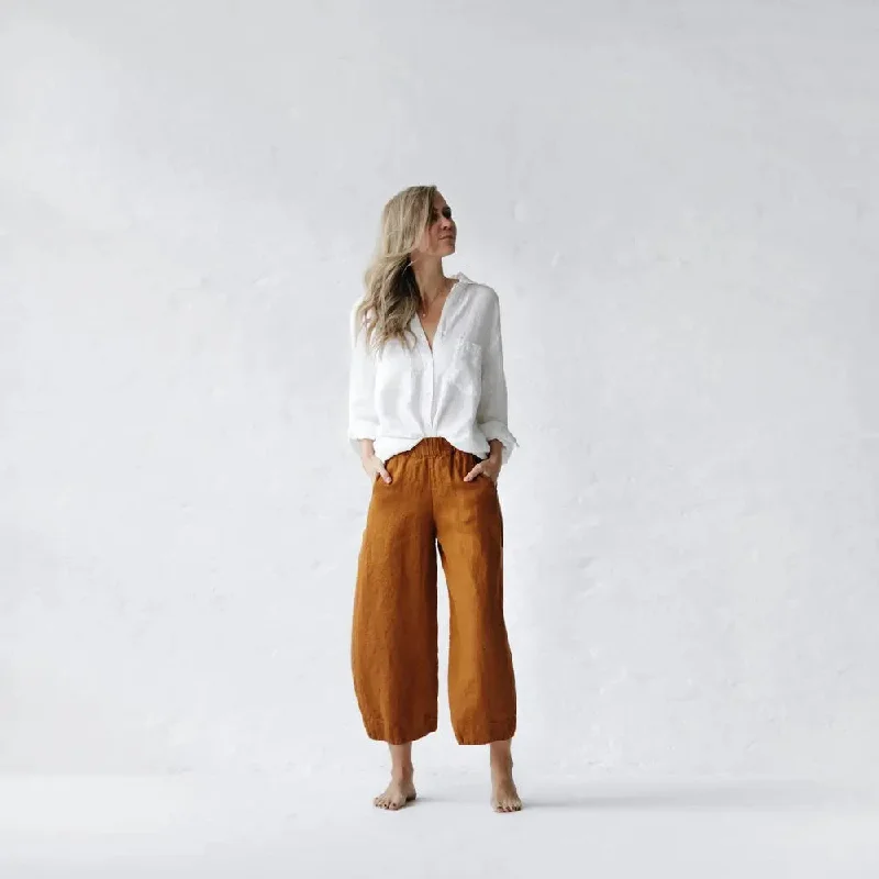 Linen mustard pants Uma by Seaside Tones Slim-Fit Khaki Pants