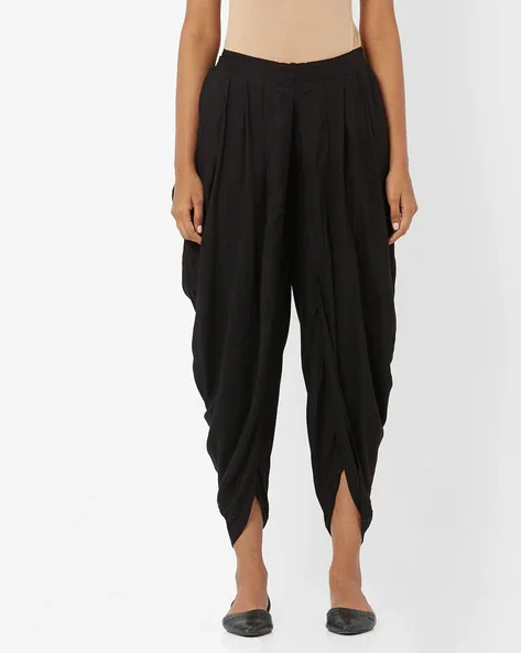 Mid-Rise Cropped Dhoti Pants Cozy Fitted Pants