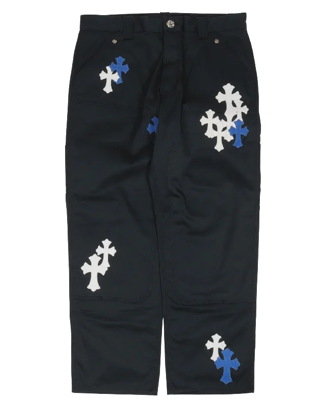 Multicolor Cross Patch Carpenter Pants Stretch Fit Pants