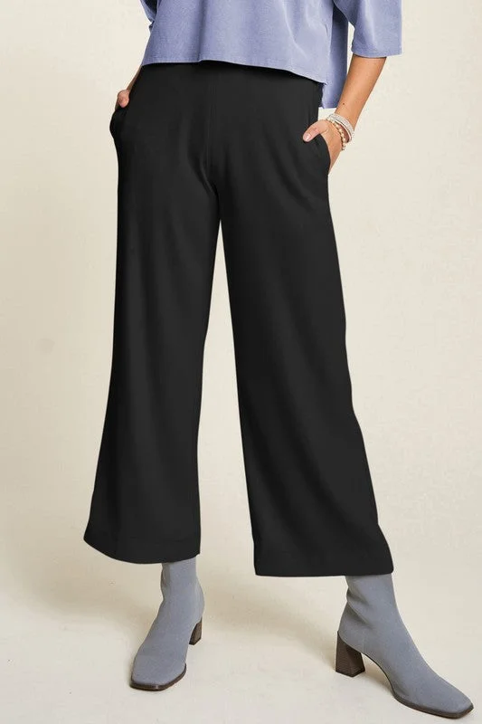 Davi & Dani Wide Leg Mid-Rise Pants Comfy High-Waist Jeans