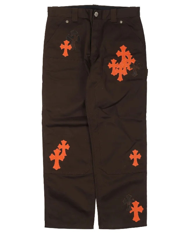 Carpenter Double Knee Cross Patch Pants Soft Stretch Trousers