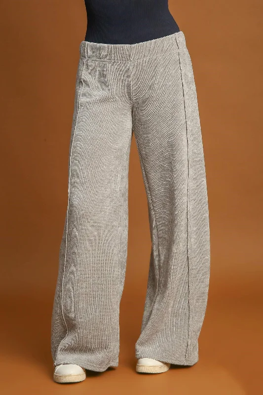 Umgee Elastic Waist Wide Leg Pants Classic Straight Pants