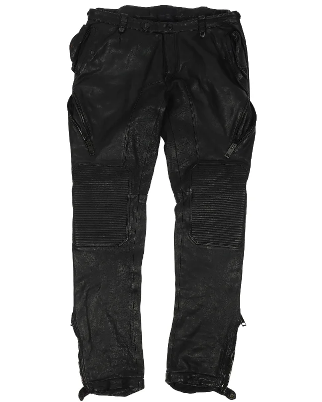 Leather Biker Pants Comfortable Jogging Pants