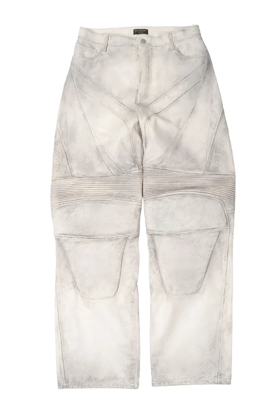 SS23 Mudshow Leather Biker Pants Casual Plaid Pants