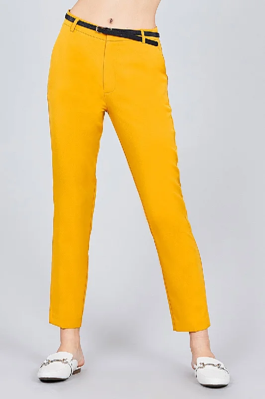 Classic Woven Pants W/belt Trendy Palazzo Pants