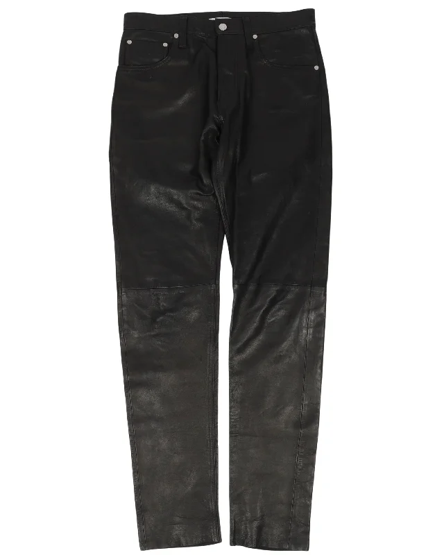 Leather Slim Pants High-Waist Jogger Pants