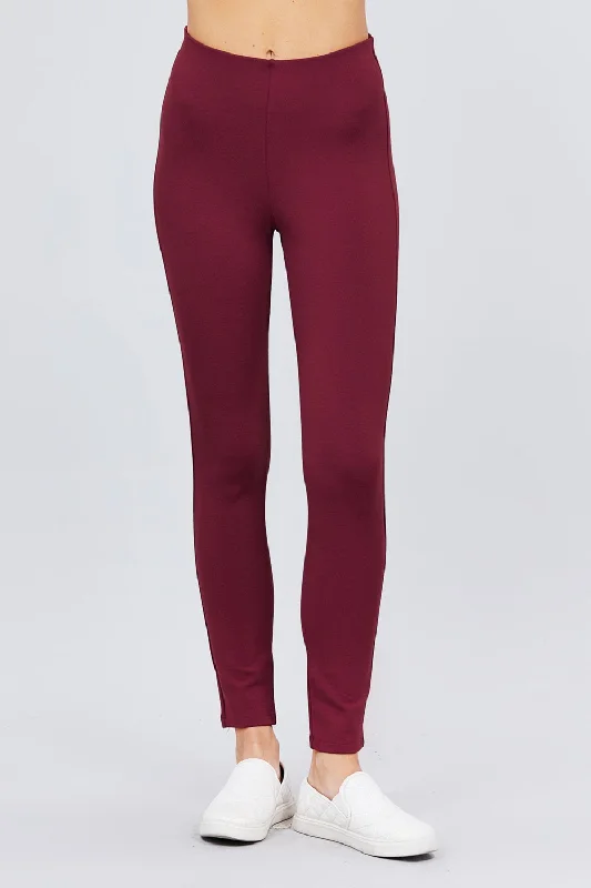 Waist Elastic Band Ponte Pants Slim-Fit Leggings