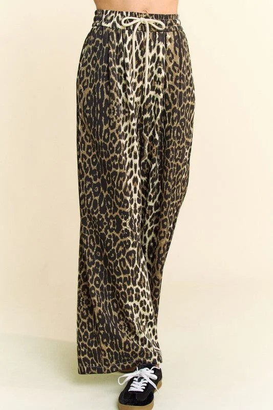 Davi & Dani Leopard Wide Leg Pants Trendy Printed Leggings