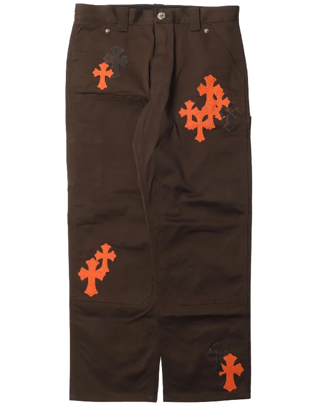 Carpenter Double Knee Cross Patch Pant Comfortable Wide-Leg Pants