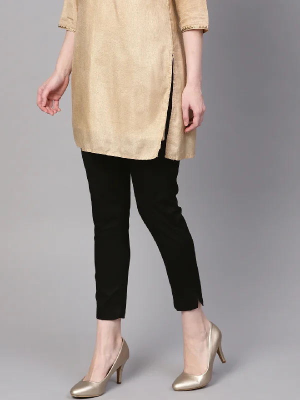 Women Black Kurti pants Soft Stretch Trousers