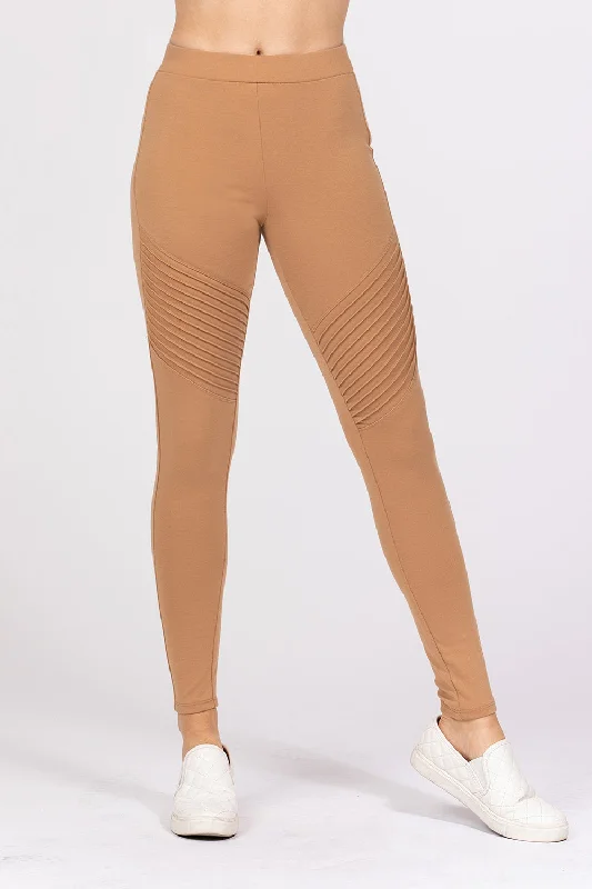 Pintuck Detail Ponte Pants Soft Sweatpants Style