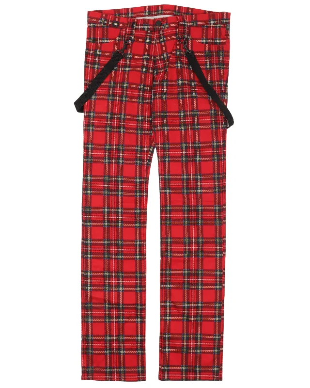 Plaid Bondage Pants High-Waist Trousers