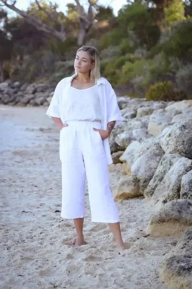 Sofi High Waisted Linen Pants by Soelis Classic Cropped Pants