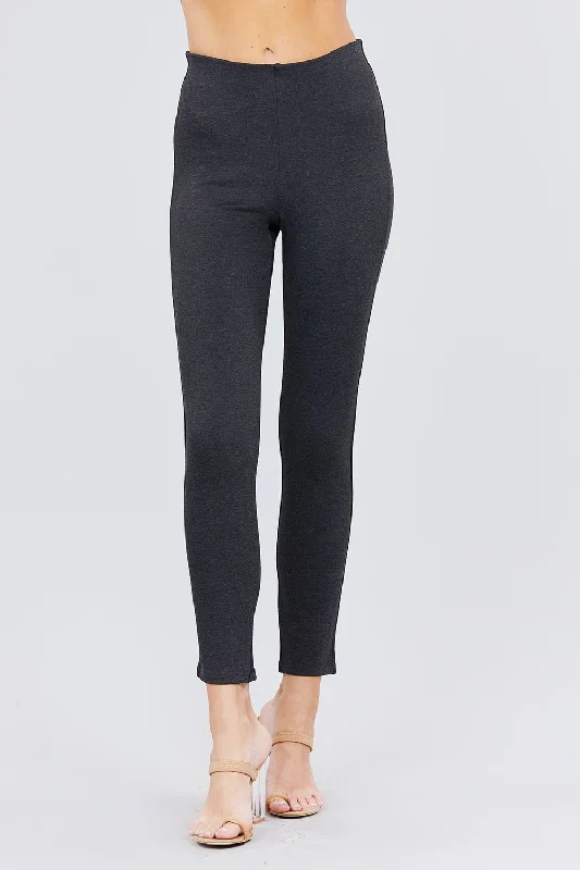 Waist Elastic Band Ponte Pants Classic Chino Pants