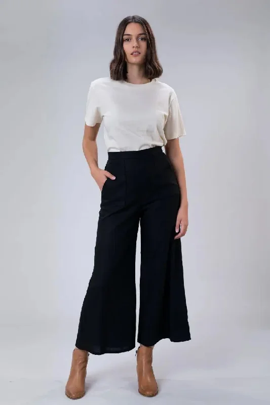 Jemima Pant In Black Linen by Wilga Clothing Comfortable Maternity Pants