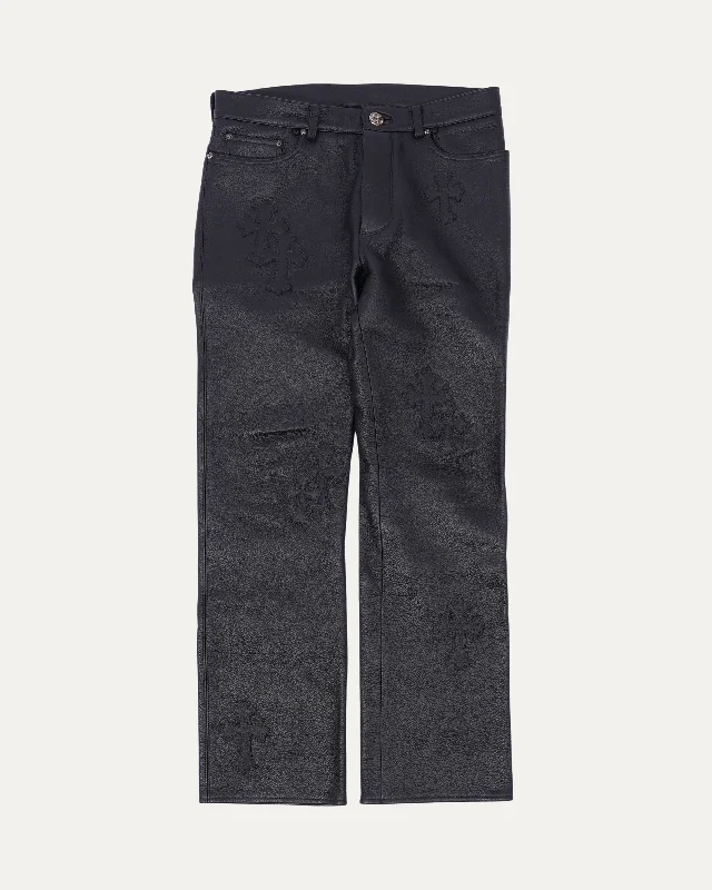 Cross Patch Leather Pants Cozy Jogger Leggings